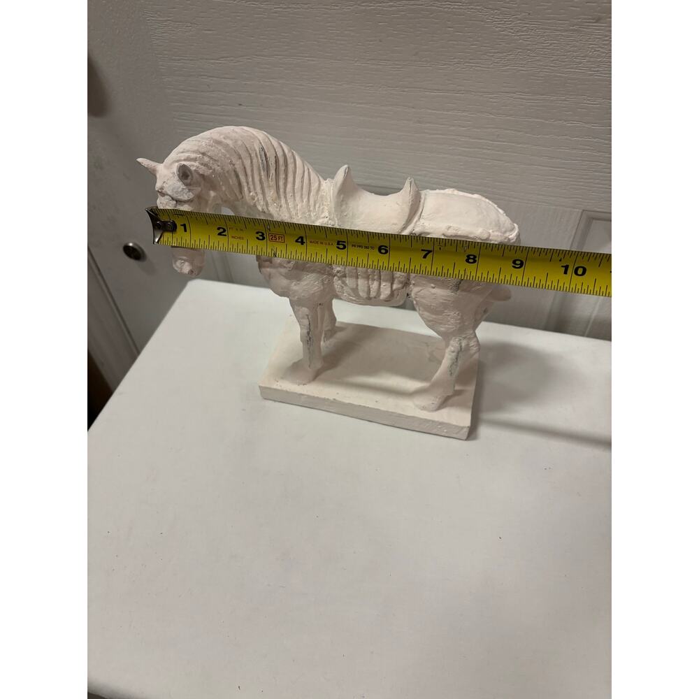 White Horse Sculpture Equestrian Decor Carved Wood Gesso Chinoiserie Statue - Picture 10 of 15